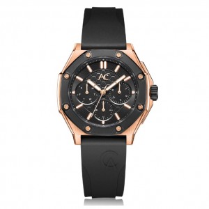 Alexandre Christie AC 9601 Rosegold Black Rubber BFRBRBA